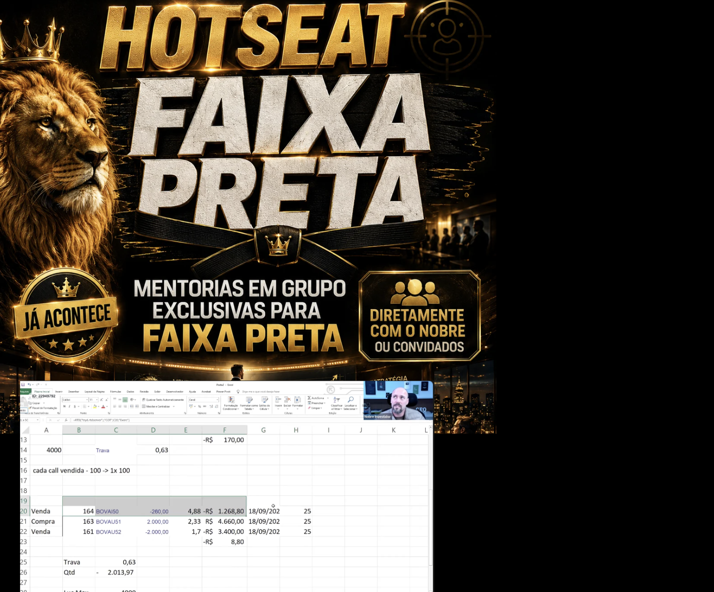 Hotseat Faixa Preta: mentorias em grupo exclusivas para avançados, diretamente com o Nobre ou convidados