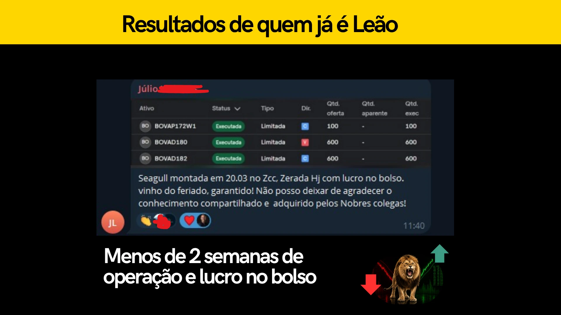 Print real de resultado de aluno do CEO