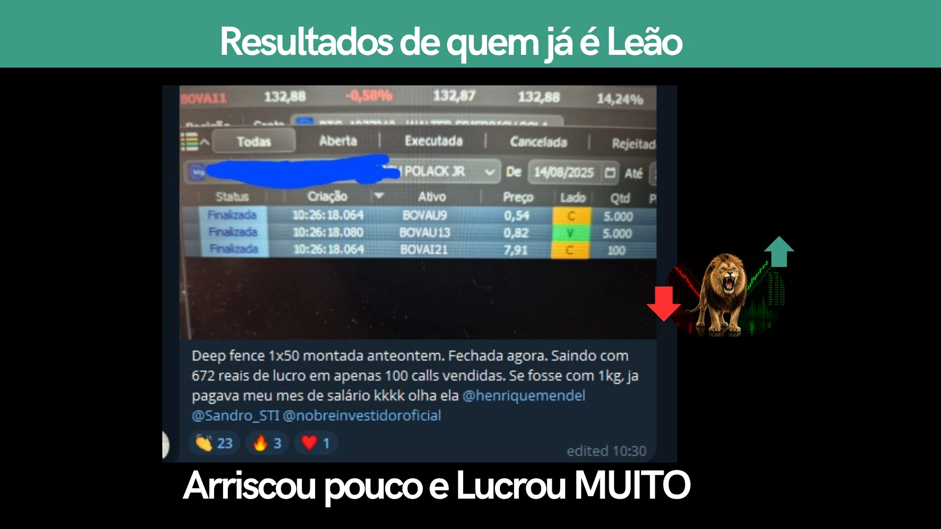 Print real de resultado de aluno do CEO