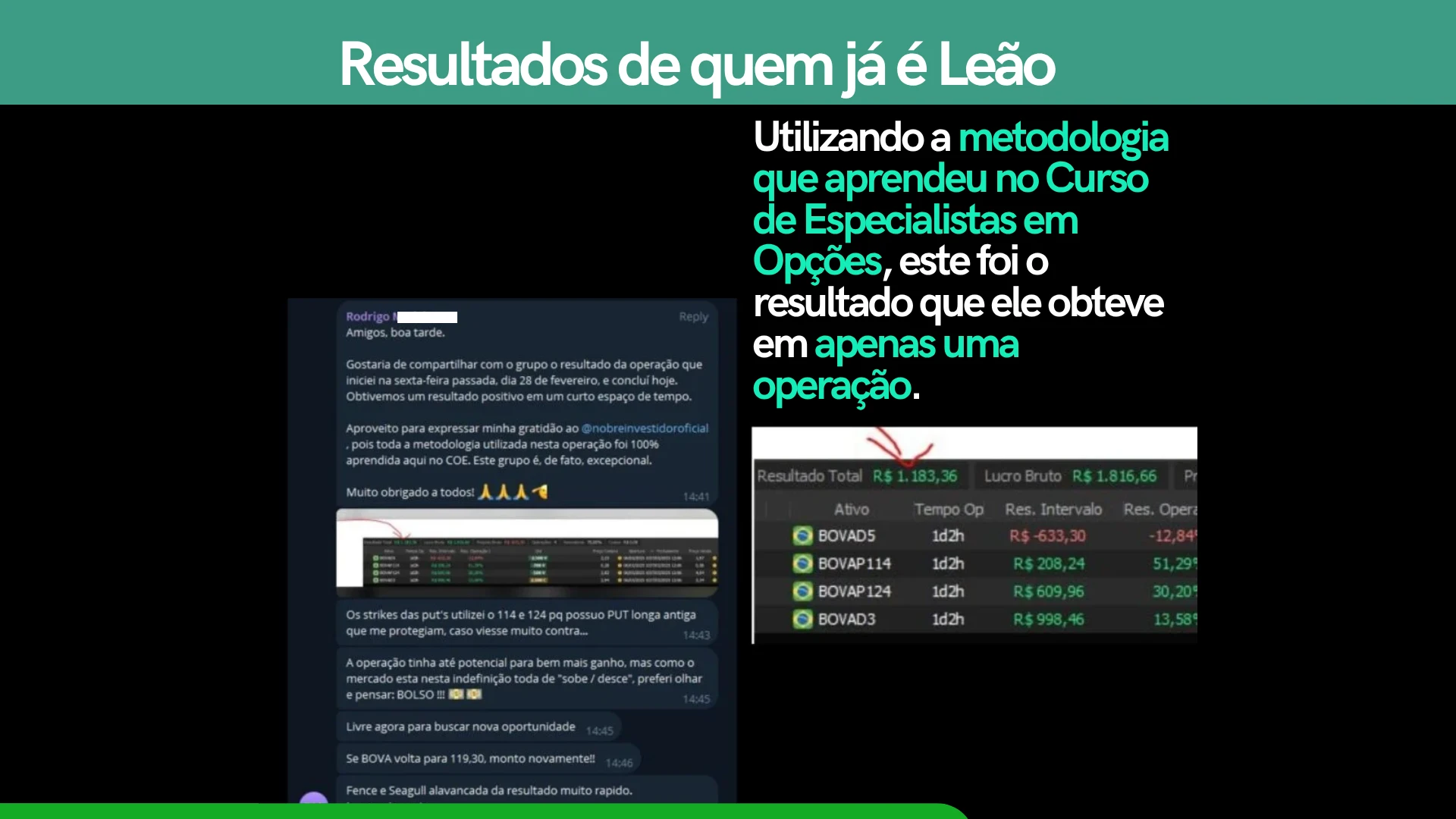 Print real de resultado de aluno do CEO