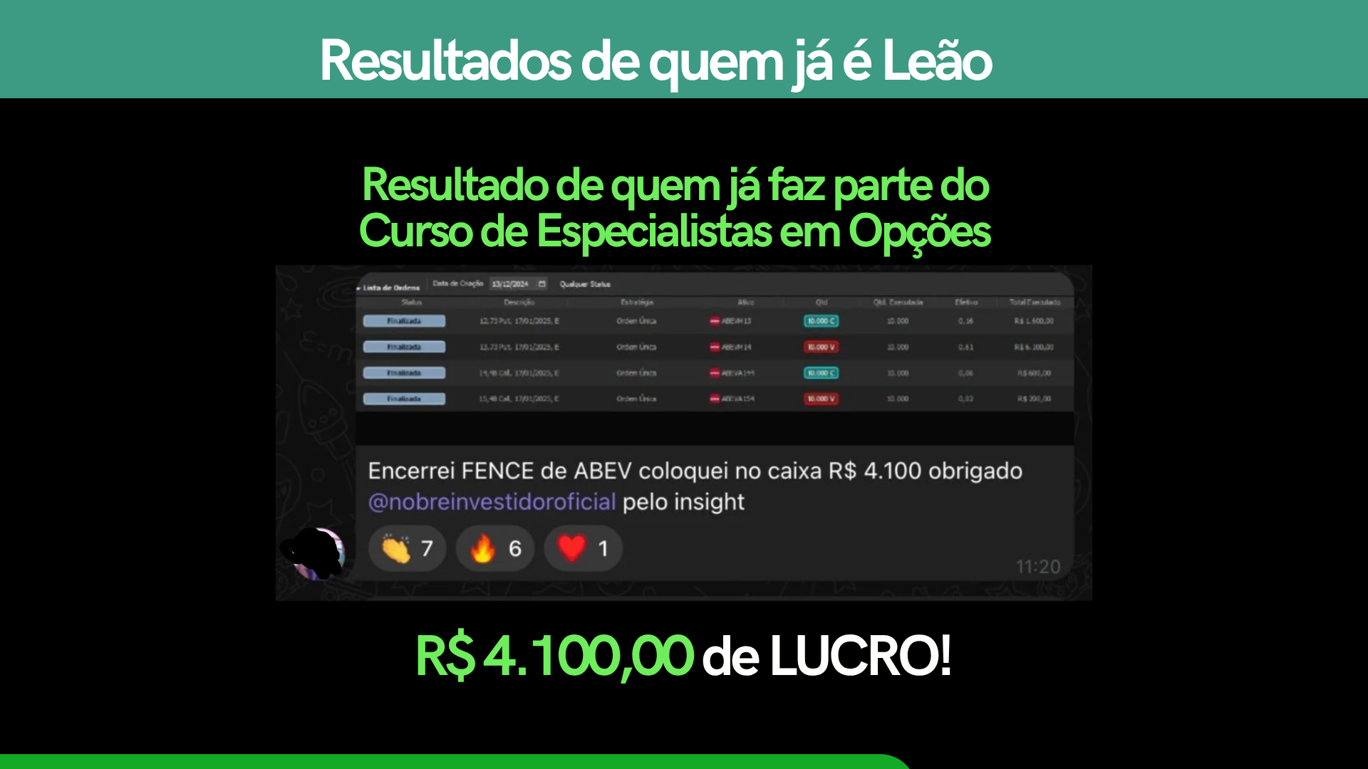 Print real de resultado de aluno do CEO